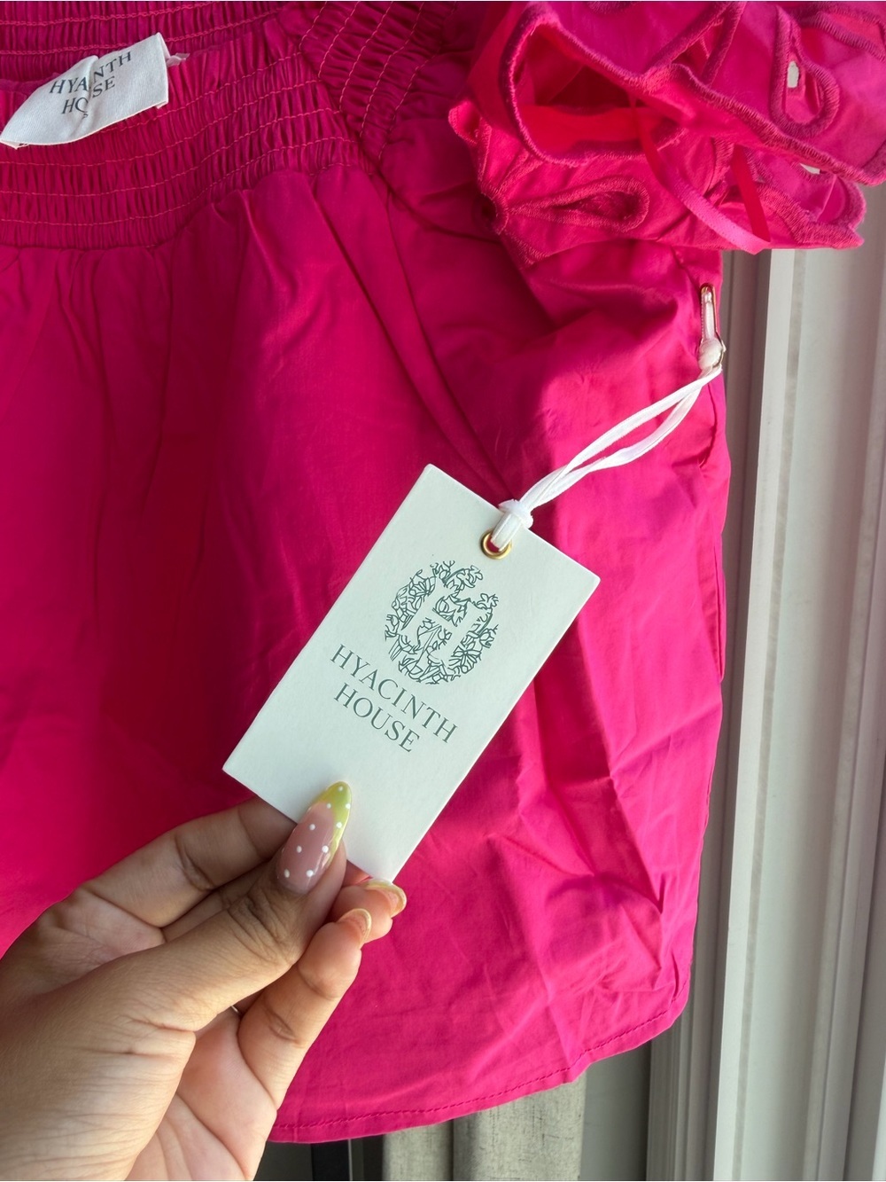 Hyacinth House Pink Eyelet-Sleeve Crop Top - Picture 9 of 9